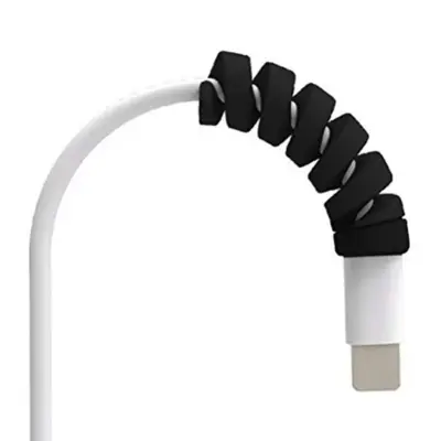 Picture of Universal Twist Charging Cable Protector Saver Cover For USB Charger Cable Cord Protective Sleeve For Phones Computer 10piece(Black)