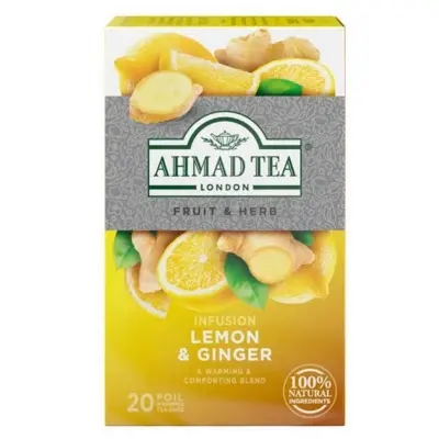 Picture of Ahmad Tea Fruit & Herb Infuision Lemon Ginger-20Foil Tea Bag - Green Tea