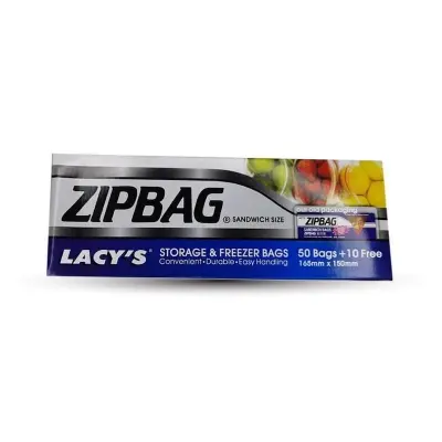 Picture of Lacy's Zipbag Sandwich Size 165 x150 mm (50 Bags +10 Free)