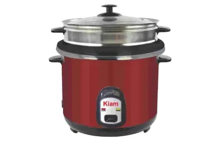 Picture of Kiam Sjbs-8704 Stainless Steel Non-Stick  Double Pot Rice Cooker - 2.8 Liter - Maroon