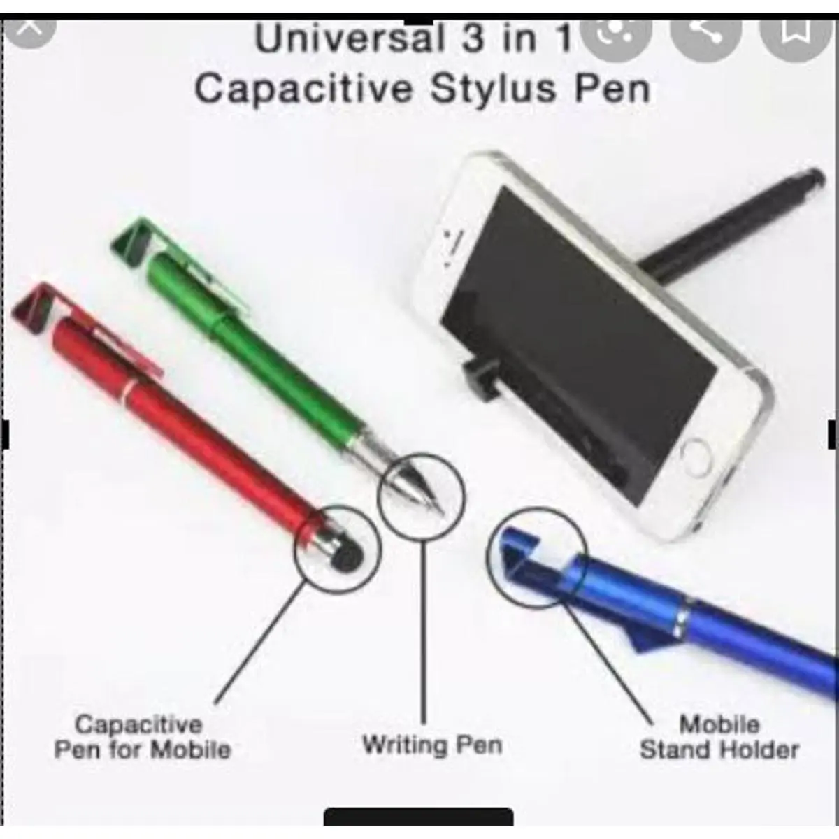 Picture of Universal 3 in 1 Capacitive Stylus Pen with Mobile holder