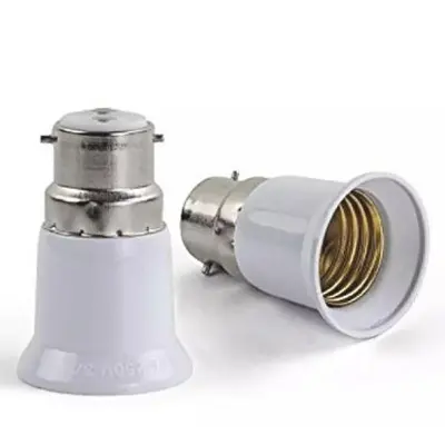 Picture of 2 Pieces LED Halogen Light Bulb Lamp Holder Converter (B22 to H27 Screw Socket)
