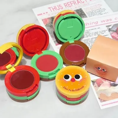 Picture of Butter Hamburger Lip Mud 3 in 1 Waterproof Velvet Red Brown Mousse Lipstick Set Cute Combo Tint Non-stick Cup Lips Makeup new