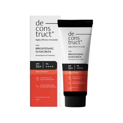 Picture of Deconstruct Brightening & Glow Sunscreen SPF 50+ And PA++++ | Dewy Sunscreen | For Dry Skin | Water Resistant, No White Cast, Quick Absorbing | For Women and Men | 50gm new