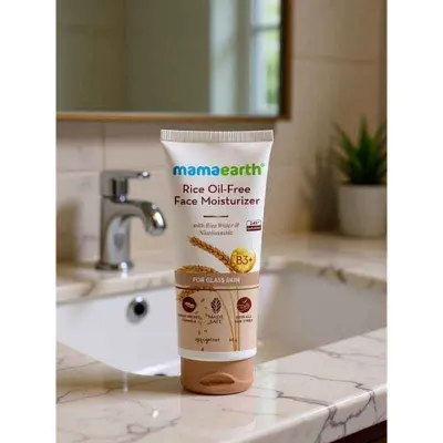 Picture of Mamaearth Rice Oil-Free Face Moisturizer for Oily Skin, With Rice Water & Niacinamide for Glass Skin-80 g new