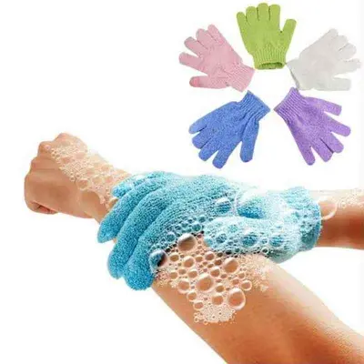 Picture of 2pcs Bath Gloves For Peeling Exfoliating Mitt Glove For Shower Scrub Gloves Resistance Body Massage Sponge Wash Skin Exfoliator neew