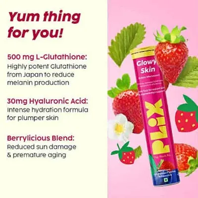 Picture of PLIX - THE PLANT FIX Glowy skin Glutathione Tablets with Vitamin C for Clear and Youthful Skin 15 Collagen Supplements 500mg L-Glutathione 2024