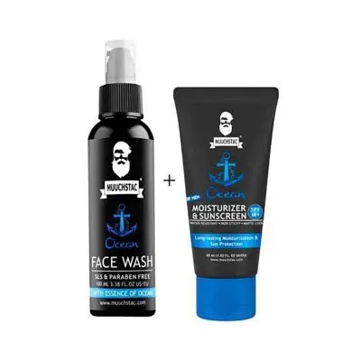 Picture of Muuchstac Ocean Skincare Combo for Men - SPF 18 Moisturizer & Face Wash (45ml+100ml) NEW