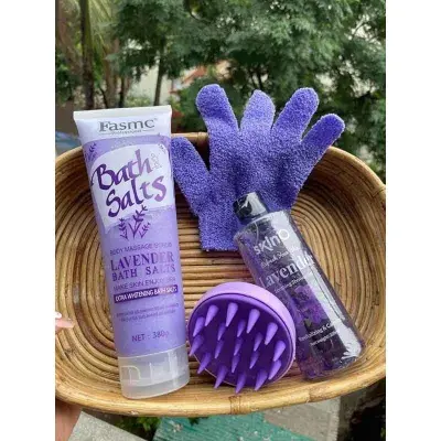 Picture of Shower combo ( bath salt levende + shower gel levender + hand glove+ brush) new 2026