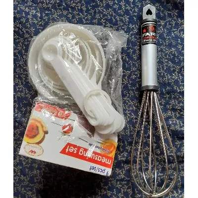 Picture of Measurement Cup with Egg Mixer or Bitter/Beater (Combo of Baking Tools)