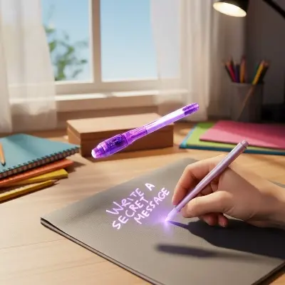 Picture of Invisible Ink Pen for Write Secret Message with Torch and Money Check (1 piece)