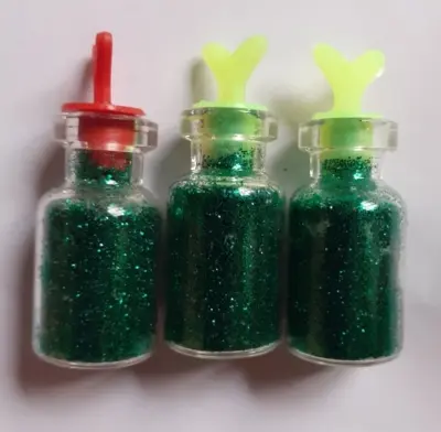 Picture of Glitters 3 pieces Bottles for Crafting- Deep  Green Color