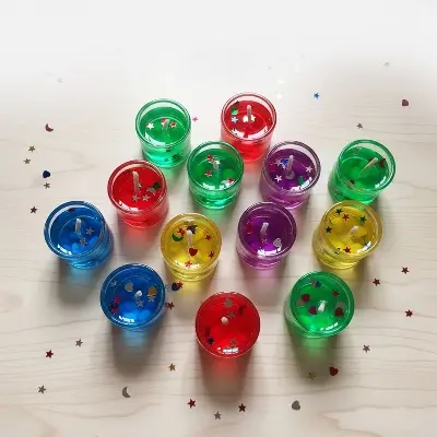 Picture of Mini 1 ench size cute Jelly Candles - 12 Pieces for Happy Birthday or Parties or Home Decor - Candle