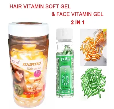 Picture of 2 in 1 Vitamin E Capsules for Hair-60 Pieces and for Face -90 Pieces Soft Gel( Combo)