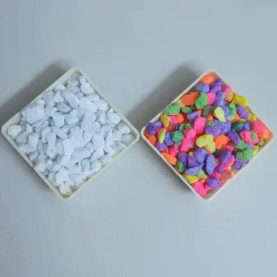 Picture of White Crash Stones (100 grams)and Multi  Color Stones (100 grams) for Aquarium or plant tob decorations (total 200 grams)- Combo Offer