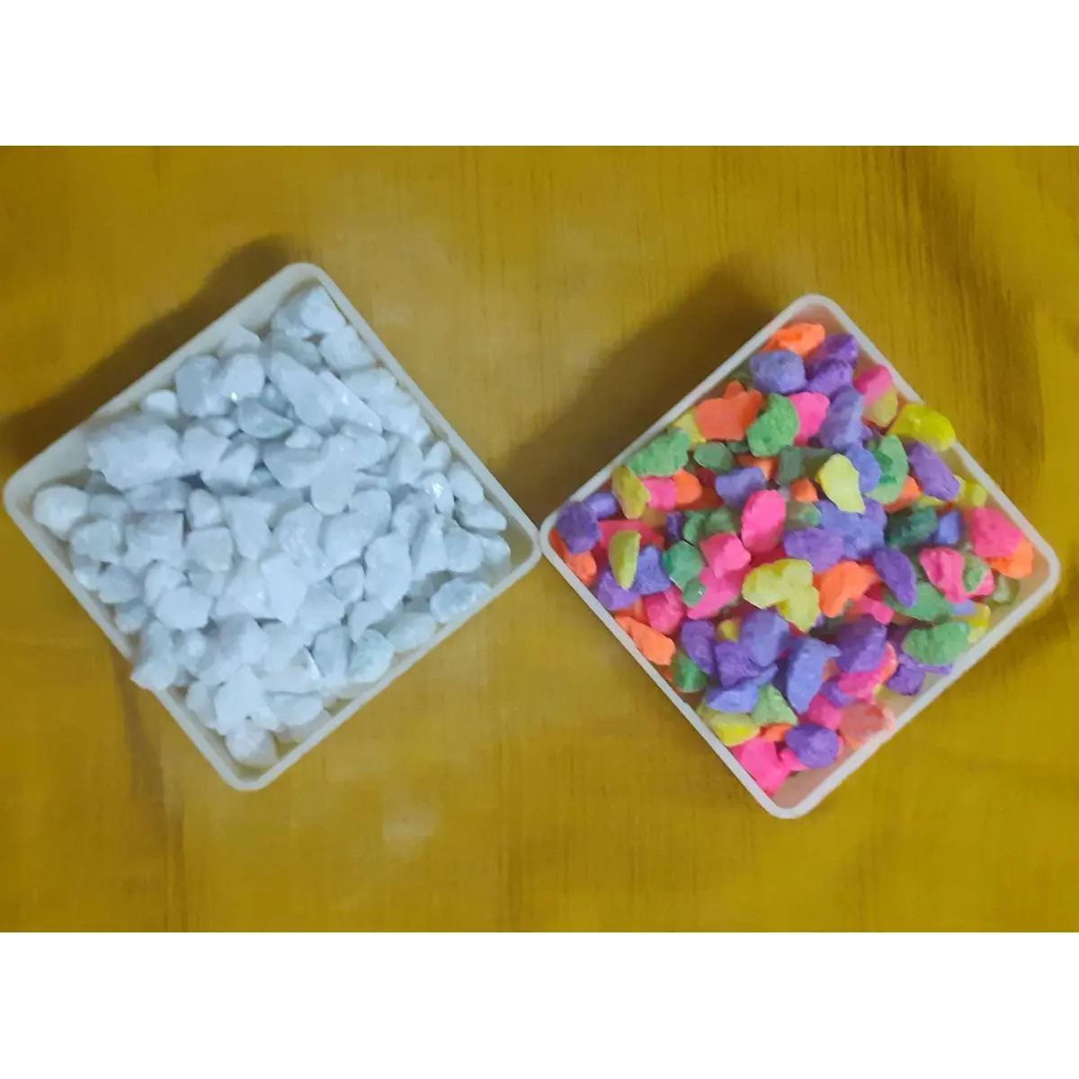 Picture of White Crash Stones (100 grams)and Multi  Color Stones (100 grams) for Aquarium or plant tob decorations (total 200 grams)- Combo Offer