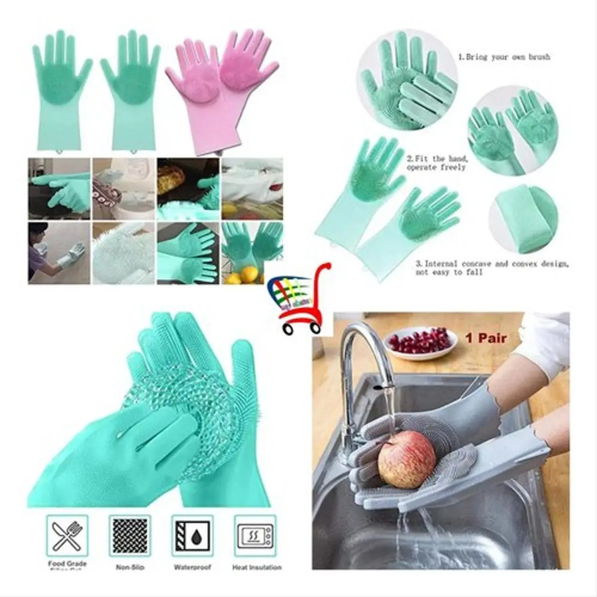 Picture of Soft Silicone Hand Gloves for Kitchen (1 Pair or 2 Pieces) - Hand Gloves - Hand Gloves