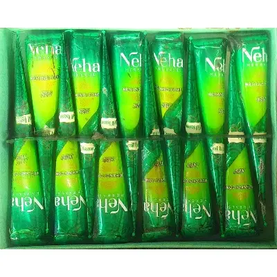 Picture of 12 pieces  Neha Green Henna Mehedi (25 grams) - 12 Piece cones or 1 dozen