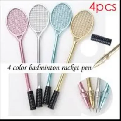 Picture of 4 Pieces Creative Stationery Cute Tennis Racket Style Badminton Racket Gel Pen Water Pen