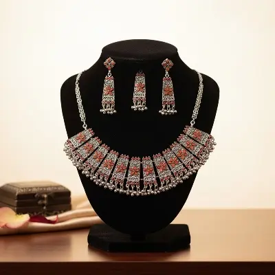 Picture of 3 in 1 Necklace with Earrings and Tikli Set