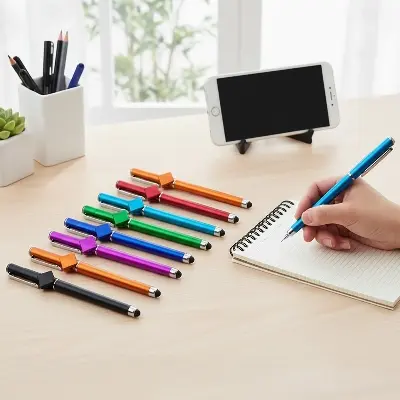Picture of 12 Pieces 3 in 1 Capacitive Stylus Writing Pen with Touch screen and Mobile Stand (Combo -12 Pieces)