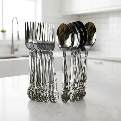 Picture of Silver Color 12×2=24 Pieces Tea Spoon with fork