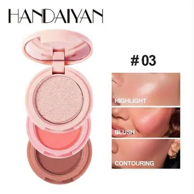 Picture of HANDAIYAN 3 In 1 Bronzer Highlighter Blush Contouring Powder Shimmer Eye Shadow Women Face Makeup Palette-#03