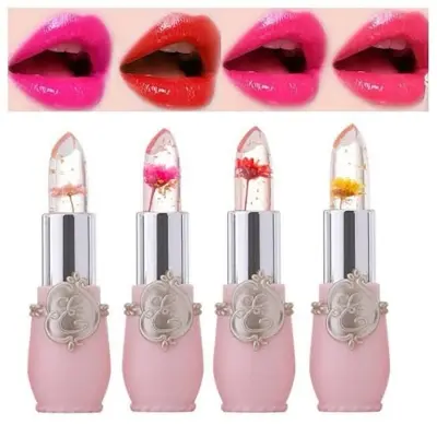 Picture of Crystal Jelly Lip Balm Lipstick Flower Temperature Color Changing Lip Gloss Transparent Long Lasting Lipstick Moisturizer Makeup