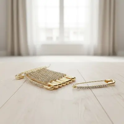 Picture of 12 pieces mini stone golden color hijab pins