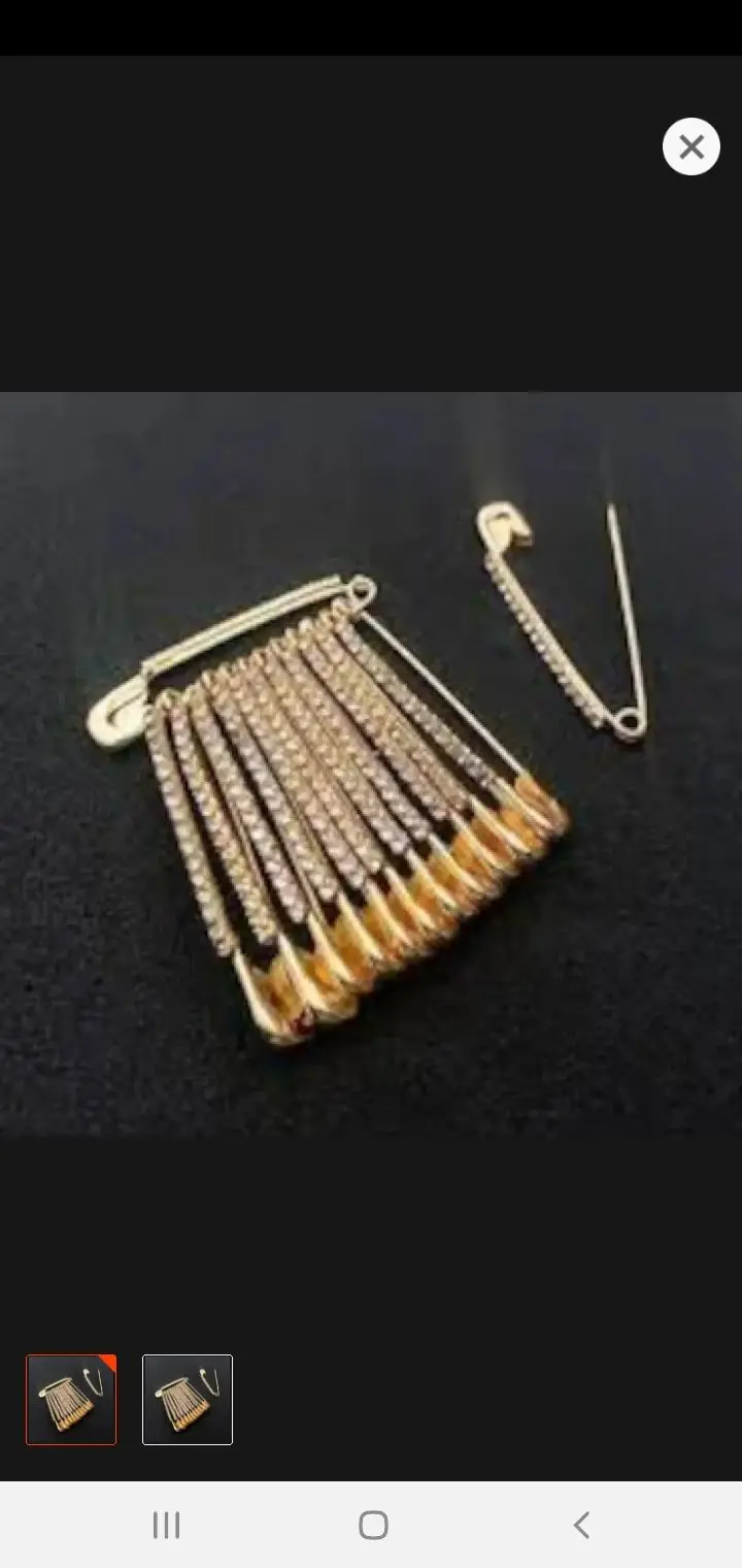 Picture of 12 pieces mini stone golden color hijab pins