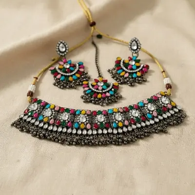Picture of Parti Necklace set with Earrings and Tickli