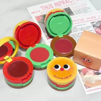 Picture of Butter Hamburger Lip Mud 3 in 1 Waterproof Velvet Red Brown Mousse Lipstick Set Cute Combo Tint Non-stick Cup Lips Makeup new