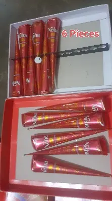 Picture of 6 Pieces Red Neha Cone Mehedi