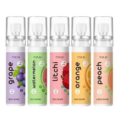 Picture of Oral Fresh Spray Mouth Freshener 6 Smell Fresh Breath Mouth Fruit Litchi Peach Grape Flavor Persistent Portable Oral Care new