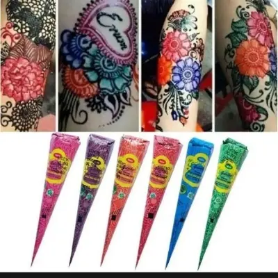 Picture of Neha 6 Colors Mixed Classic Cone Mehedi- 6 Pieves