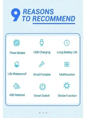 Picture of 3 in 1 Mini Portable Rechargable Waterproof USB Flash Torch Light - 1 Piece