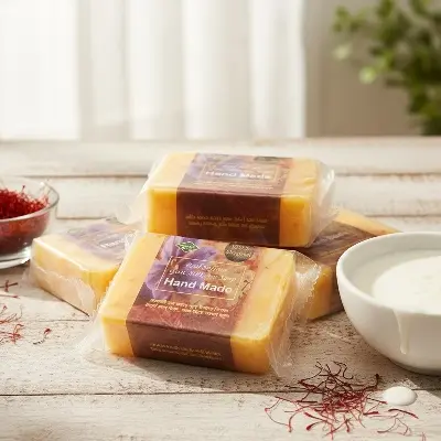 Picture of 2 Pieces Saffran Real goat milk Soap ( 2 pieces ) with pouch bag