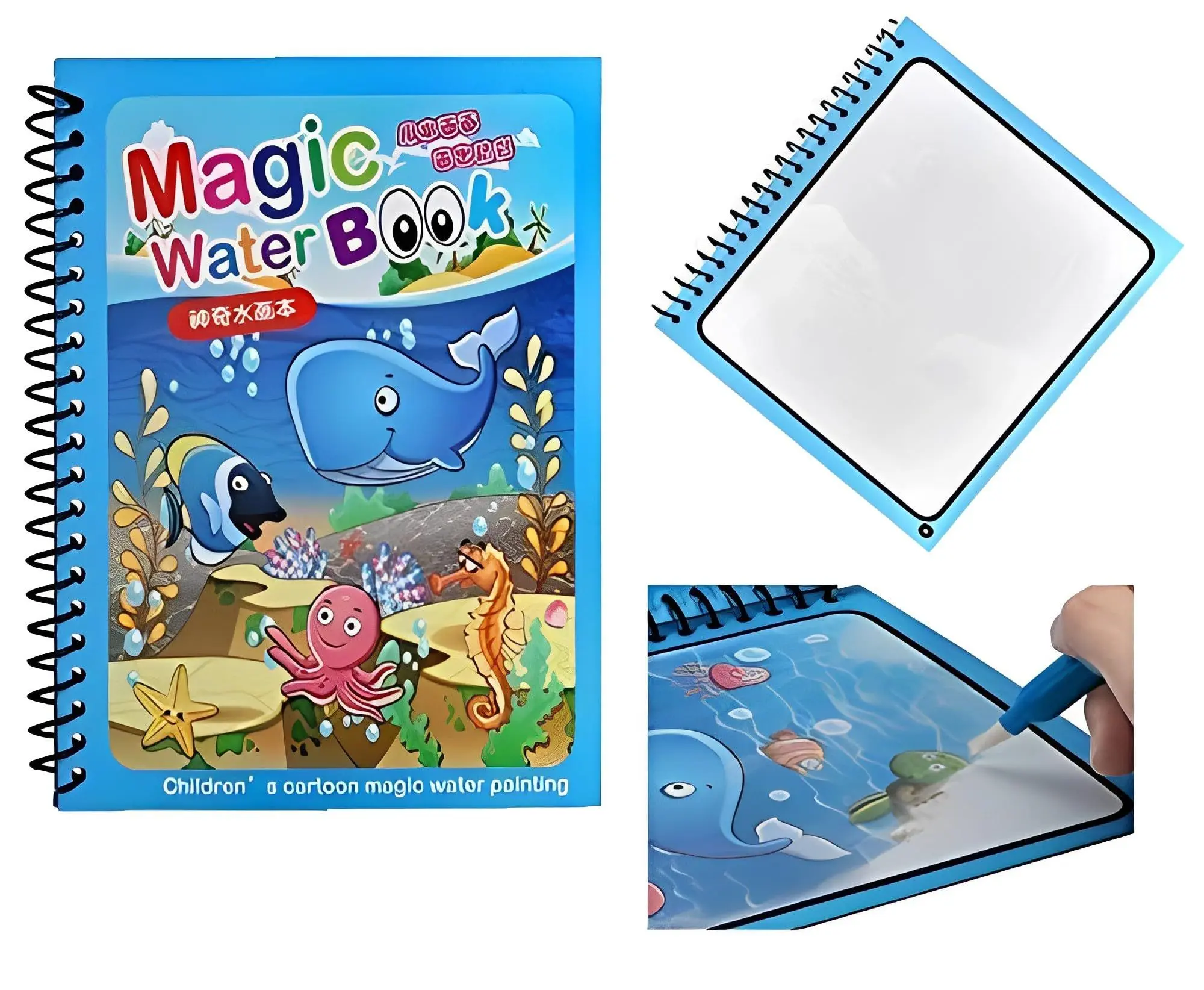 Picture of Magic Water Coloring Reusable Book for kids with pen