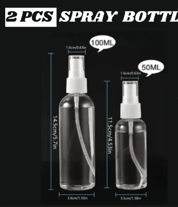Picture of 2 pieces 100 ml and 50 ml Plastic spray bottles (2 pieces)