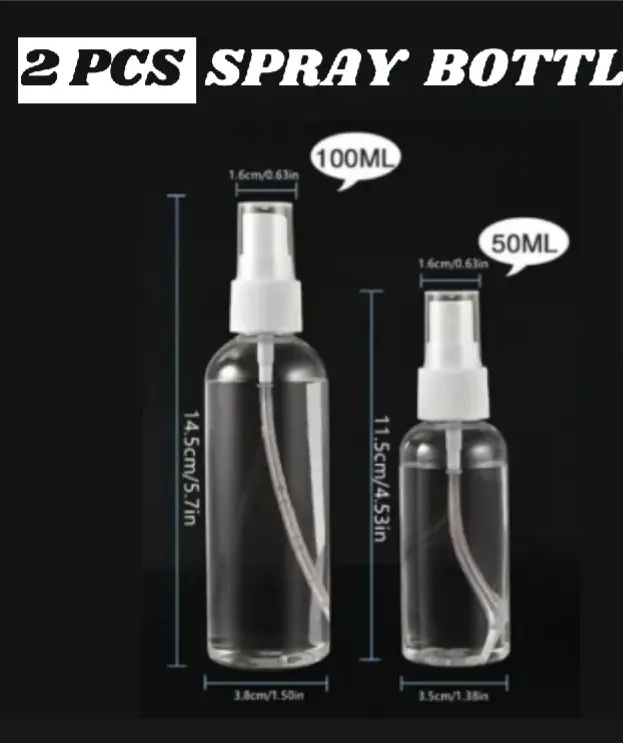 Picture of 2 pieces 100 ml and 50 ml Plastic spray bottles (2 pieces)