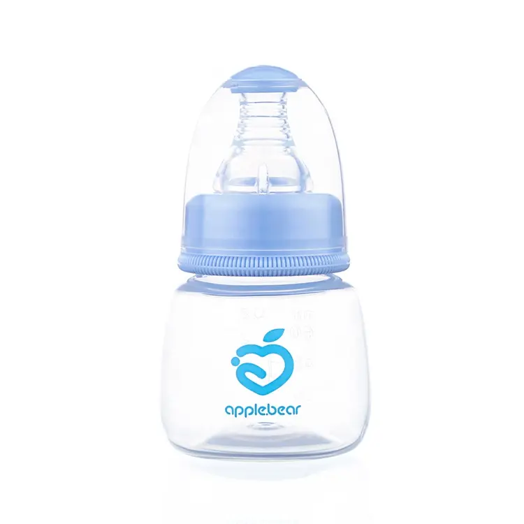 Picture of 60mL Baby Standard Caliber Hygienic Plastic Feeder Bottle (apple.bear) - Pink/Blue 1ps