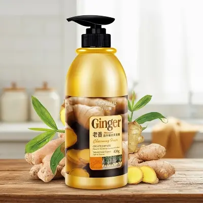 Picture of BIOAQUA Herbal Ginger Hair Shampoo - 400ml No Silicone Oil Anti Dandruff Anti-Itching Cleansing Oil Control Hair Scalp Treatment Shampoo for men and women