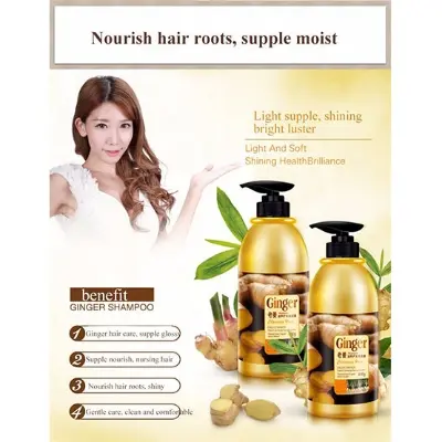 Picture of BIOAQUA Herbal Ginger Hair Shampoo - 400ml No Silicone Oil Anti Dandruff Anti-Itching Cleansing Oil Control Hair Scalp Treatment Shampoo for men and women