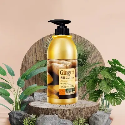 Picture of bioaqua herbal ginger hair shampoo - 400ml no silicone oil anti dandruff anti-itching cleansing oil control hair scalp treatment shampoo