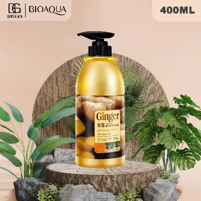 Picture of bioaqua herbal ginger hair shampoo - 400ml no silicone oil anti dandruff anti-itching cleansing oil control hair scalp treatment shampoo