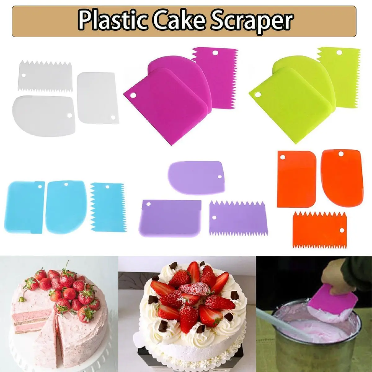 Picture of 3 Pieces Plastic Cake Scraper (3 Pieces in 1 set)