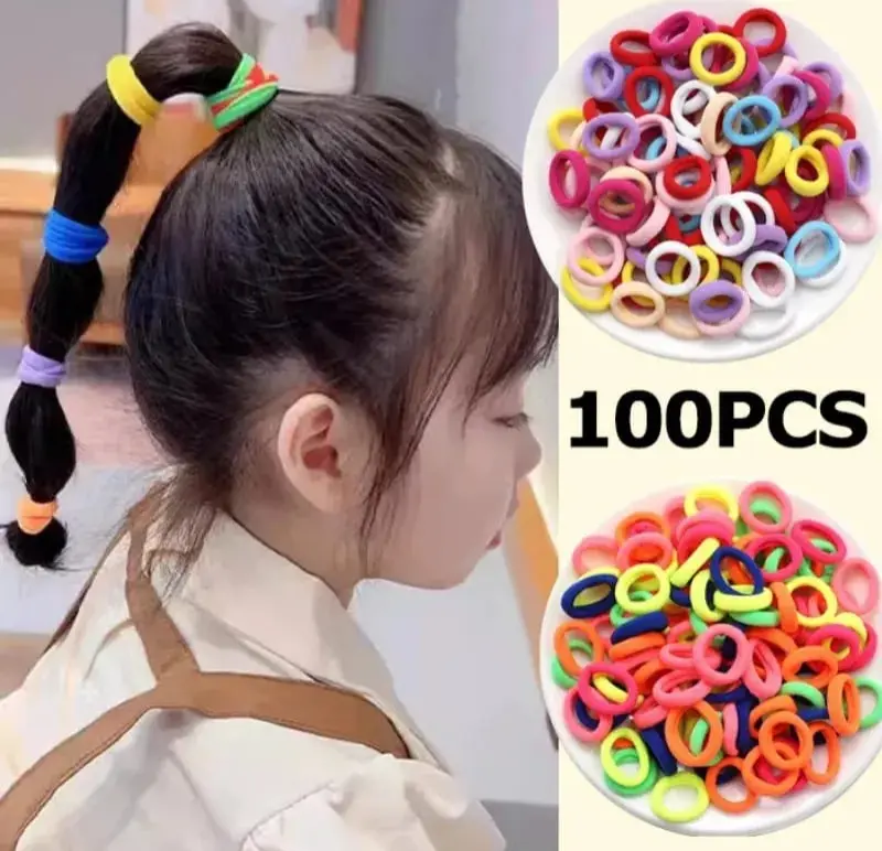 Picture of 100 Pieces mini hair bands for hair styling (100 pieces)