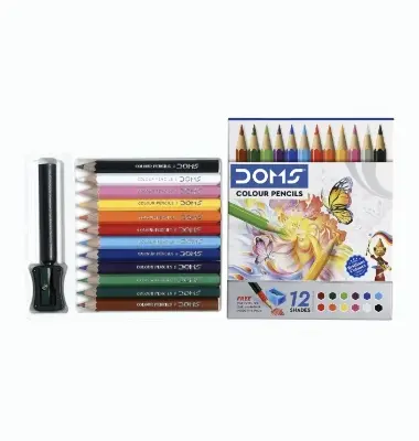 Picture of Doms 12 colours Pencils with cutter