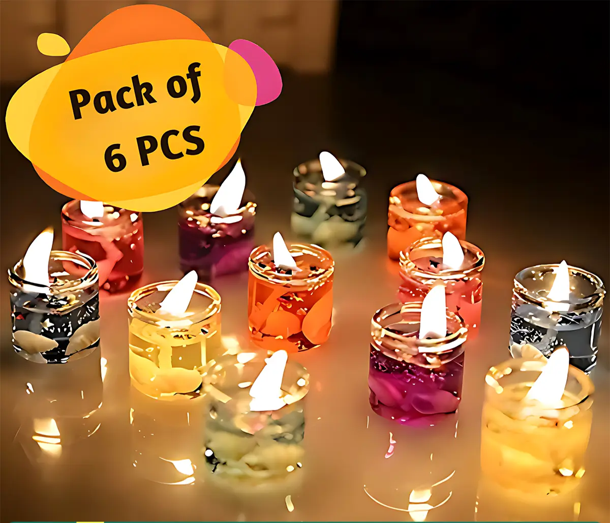 Picture of 6 in 1 seþ of mini jelly candles for Home Decor (6 pcs-1 inche)