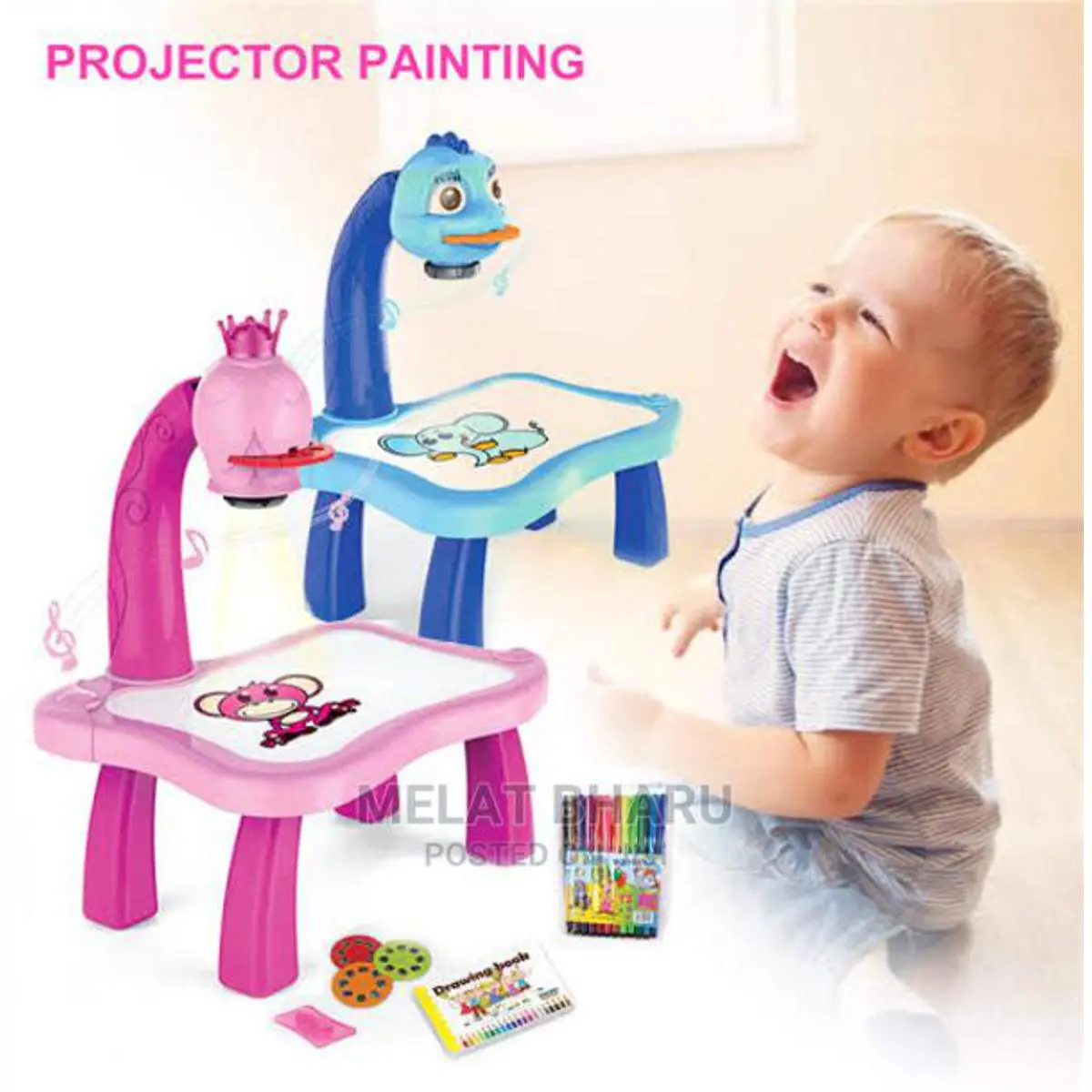 Picture of Child Learning Desk with Smart Projector Kids Painting Table Toy with Light Children Educational Tool Drawing Table - 1 piece